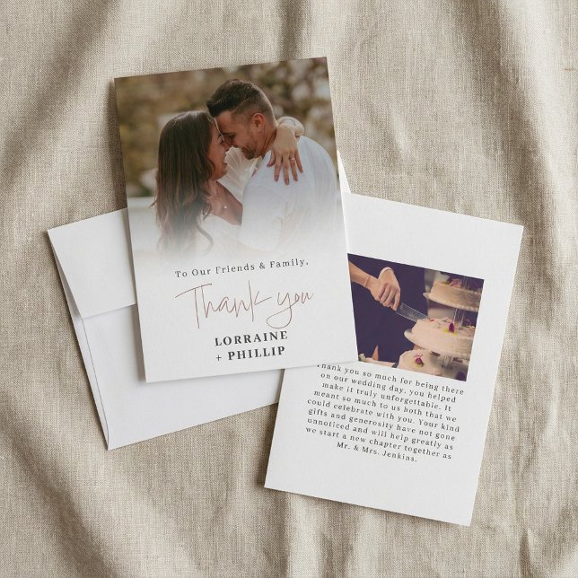 Script photo gradient effect romantic wedding thank you card (Script photo gradient effect romantic wedding thank you card.)