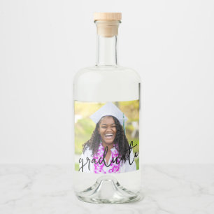 Script Photo Graduation Liquor Bottle Label