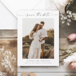 Script Photo Minimal Wedding Save the Date Magnet<br><div class="desc">An elegant script photo save the date magnet with vertical photo and minimal typography. Click the personalize button to customize this design.</div>