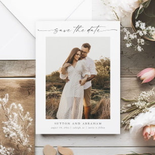 Script Photo Minimal Wedding Save the Date Magnet