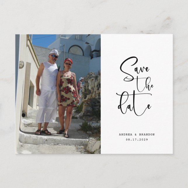 Script Photo Minimalist Save the date  Postcard (Front)