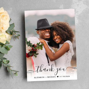 Script Photo Overlay Wedding Thank You Card