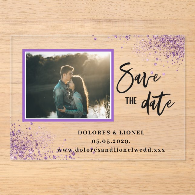 Script Photo Save the date  Acrylic Invitations (Front)