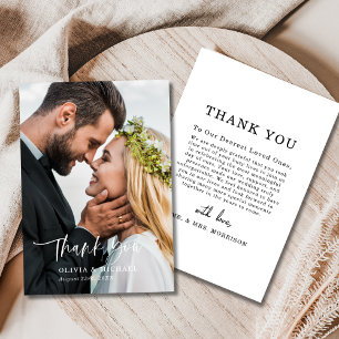 Script Photo Thank You Wedding Elegant Card