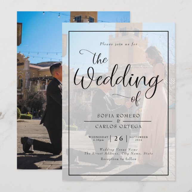 Script Photo Wedding Invitation (Front/Back)