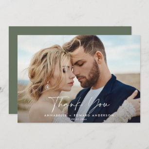 Script photo wedding thank you sage green modern