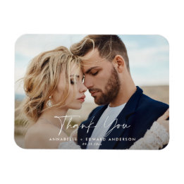 Script photo wedding thank you teracotta modern magnet