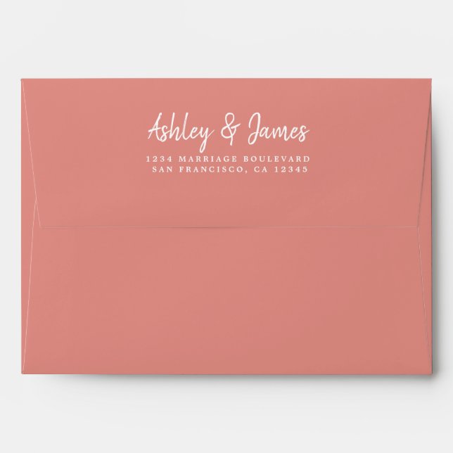 Script Pink Wedding Return Address Envelope (Back (Top Flap))