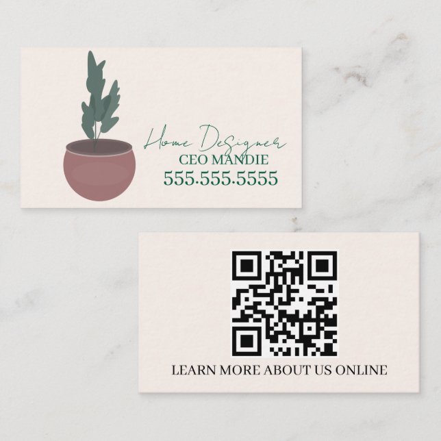 Script Plant Sitter Designer Business Card (Front/Back)