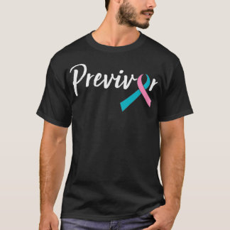 Script Previvor With Pink Teal Ribbon  T-Shirt