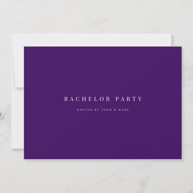 Script Purple Bachelor Party Invitation Card (Front)