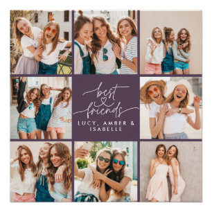 Script purple modern multi photo best friends poster
