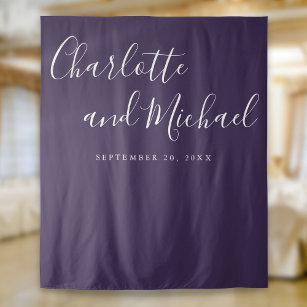 Script Purple Wedding Photo Booth Backdrop Tapestry