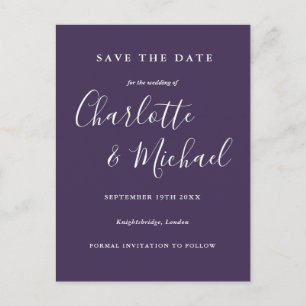 Script Purple Wedding Save the Date Card