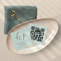 Script QR Code Mint Green Wedding RSVP