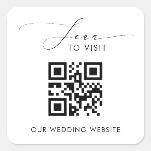 Script QR Code Scan To Visit Our Wedding Website Square Sticker