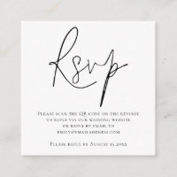 Script QR Code Wedding Black White RSVP
