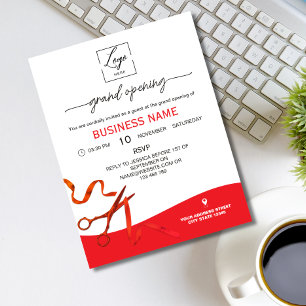 Script Red Ribbon Cutting Grand Opening Invitation
