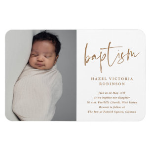 Script Religious Baptism & Christening Invitation Magnet