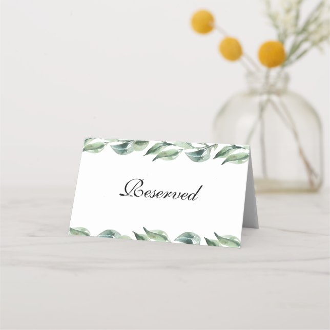 Script Reserved Personalized Wedding Place Card (Front)