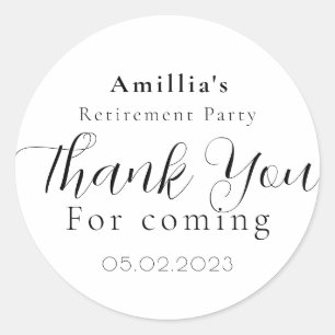 Script Retirement Party Thank You Favour Stickers