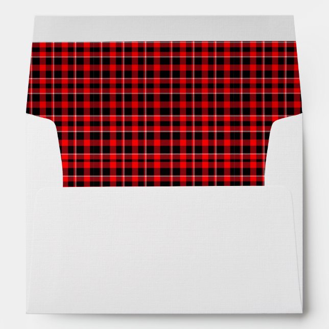 Script Return Address and Lined with Red Plaid  Envelope (Back (Bottom))