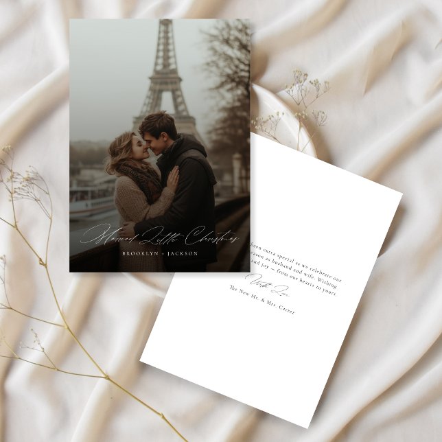 Script Romantic Married Little Christmas Photo Holiday Card (Creator Uploaded)