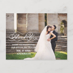 SCRIPT ROMANTIQUE   CARTE POSTCARD MERCI MARIAGE