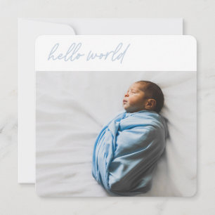Script rose 'Hello World' - Baby Faire-part Card