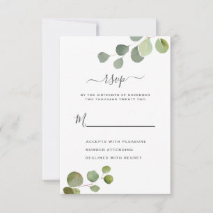 Script Rustic Eucalyptus Wedding Response Card