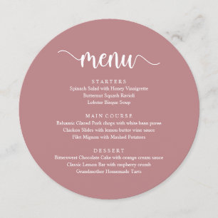 Script rustique moderne, Menu Dîner Mariage
