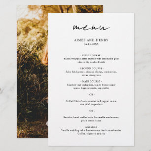 Script rustique Photo Menu Mariage moderne