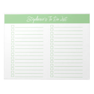 Script Sage Green 8.5x11 Two Column Checklist Notepad