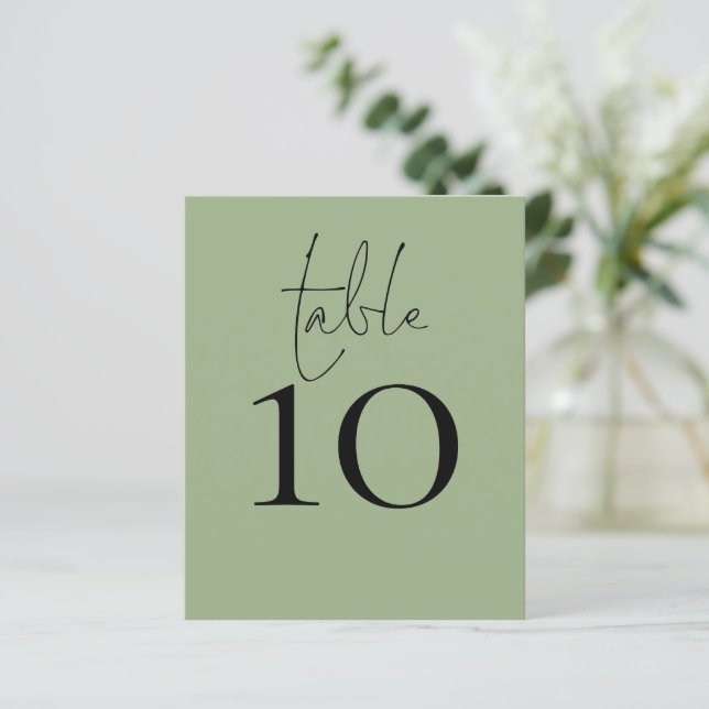 Script Sage Green Wedding Table Number (Standing Front)