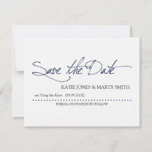 Script Save the Date Announcement Navy Blue