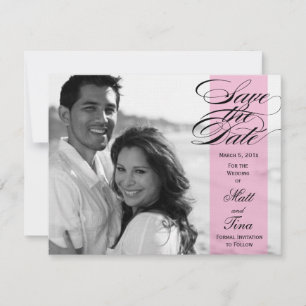 Script Save the Date Photo Announcement - Pink