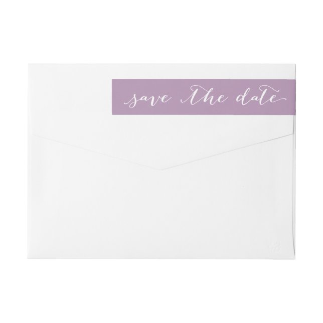 Script Save the Date Purple Custom Name Wrap Around Label (Back)