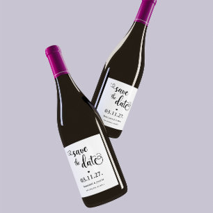 Script Save the date Wine Label