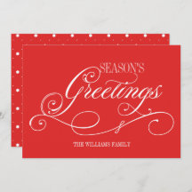 Script Season's Greetings Holiday Card