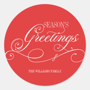 Script Season's Greetings Holiday Classic Round Sticker