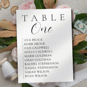 Script Serif Seating Table Chart Invitation