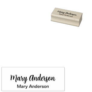 Script Signature and Printed Name Template Rubber Stamp
