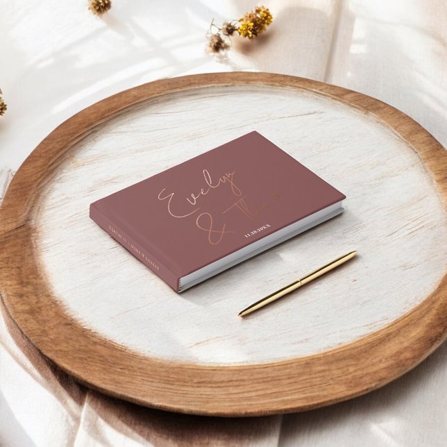 Script Signature Elegant Blush Wedding Guest Book (Creator Uploaded)