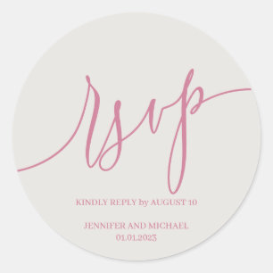 Script Signature Elegant pink RSVP Classic Round Sticker