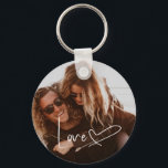 Script Signature Heart Photo Keychain<br><div class="desc">Photo and modern script with a cute heart.</div>