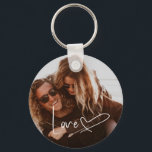 Script Signature Heart Photo Keychain<br><div class="desc">Photo and modern script with a cute heart.</div>