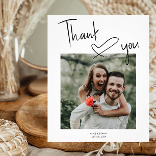 Script Signature Heart Photo Wedding Thank You Flyer