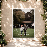 Script Signature Heart Welcome Wedding Photo Poster<br><div class="desc">Minimal wedding Welcome sign.</div>