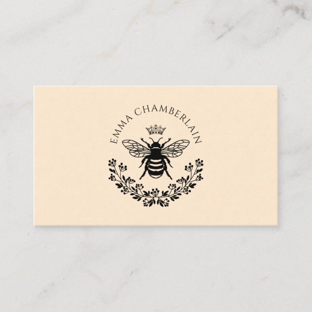 Script Signature Personalized Bee Floral  Calling Card (Front)