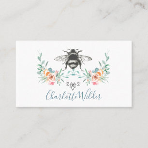Script Signature Personalized Bee Floral Calling Card